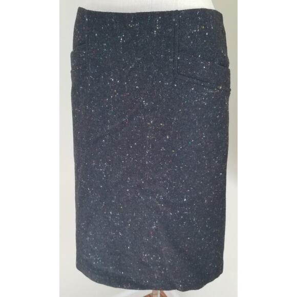 THEORY Wool Angora Charcoal Gray Speckle Paint Fleck Knee Skirt Pockets A Line 6 - Picture 3 of 7